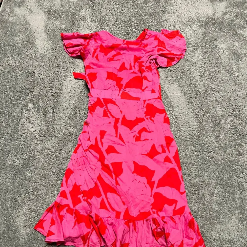 Vineyard Vines Dress Kids Youth 14 Floral Wrap Tropical Pink